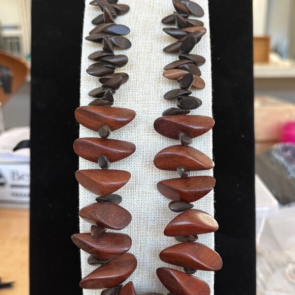 Wooden Bead Statement Necklace - Picture 2 of 5